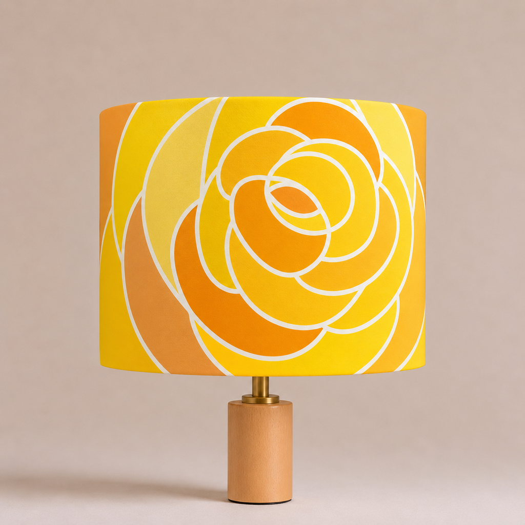 Yellow Cabbage Rose Handmade Lampshade designed by Carol Burns