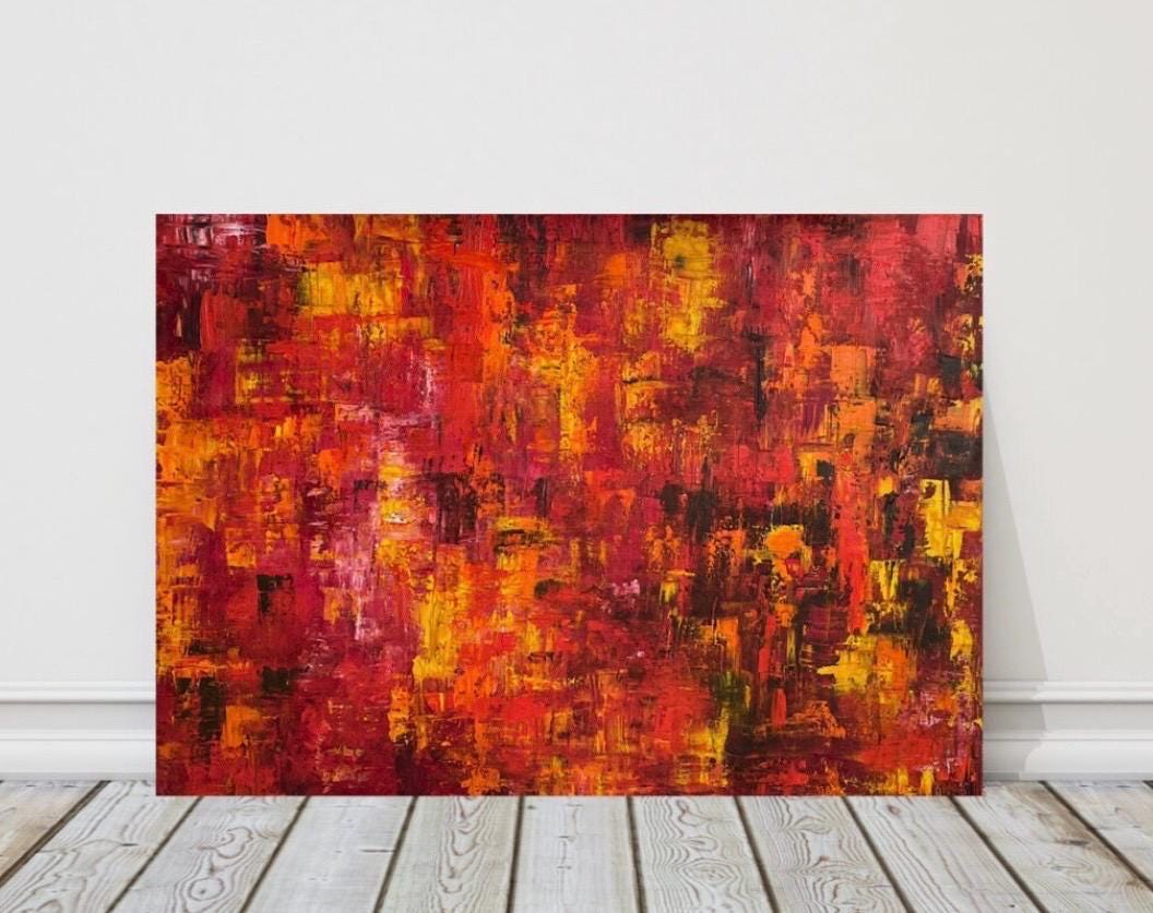Red Orange Yellow (oil on canvas) by Carol Burns BA, MA