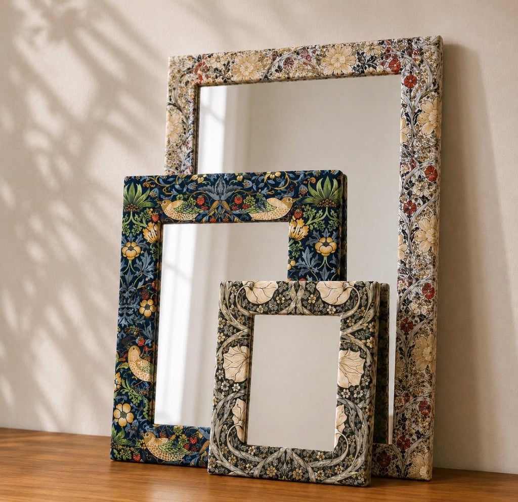 William Morris Fabric Framed Mirror