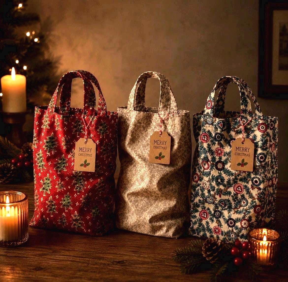 Liberty Christmas Fabric Handmade Cotton Gift Bags