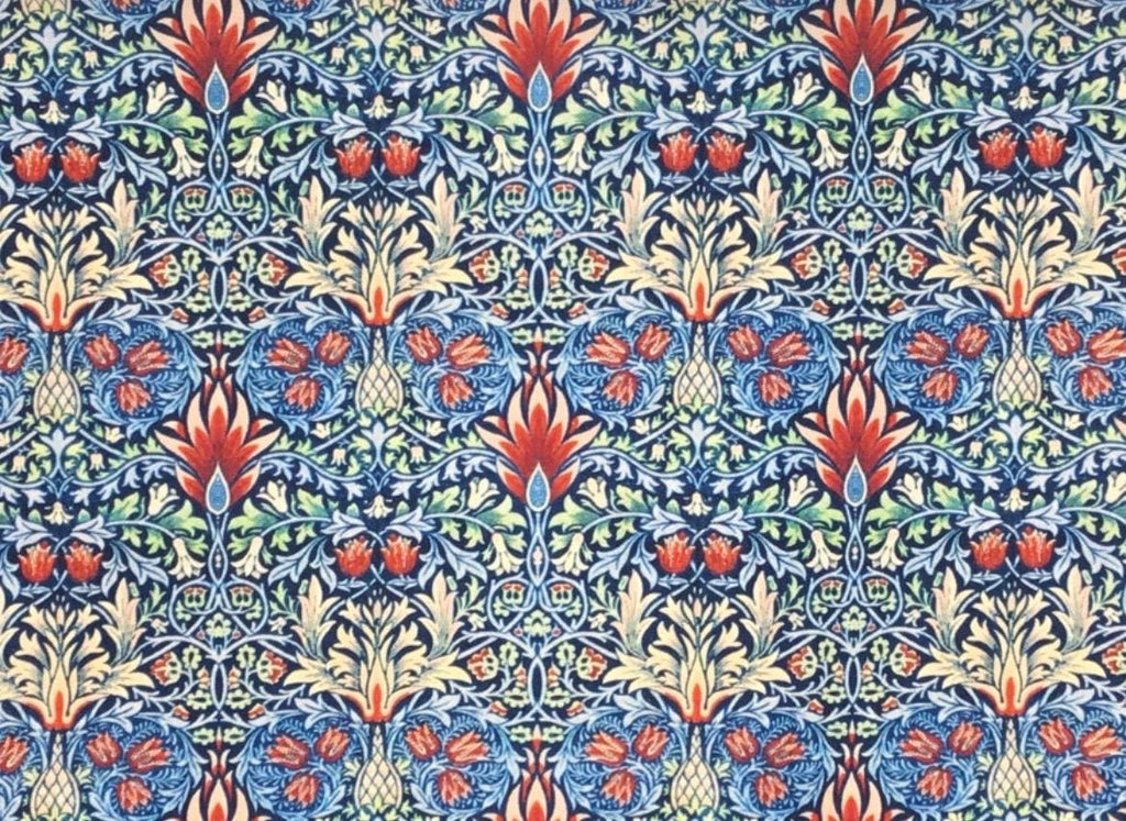 William Morris Lampshade Snakeshead blue | Handmade in Cornwall | UK/EU/US harp fittings | Free delivery